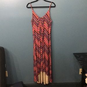 Zig-Zag Patterned High Low Dress